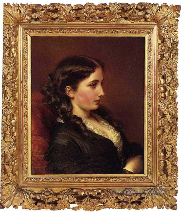 Étude d’une fille dans le profil portrait royauté Franz Xaver Winterhalter Peintures à l'huile